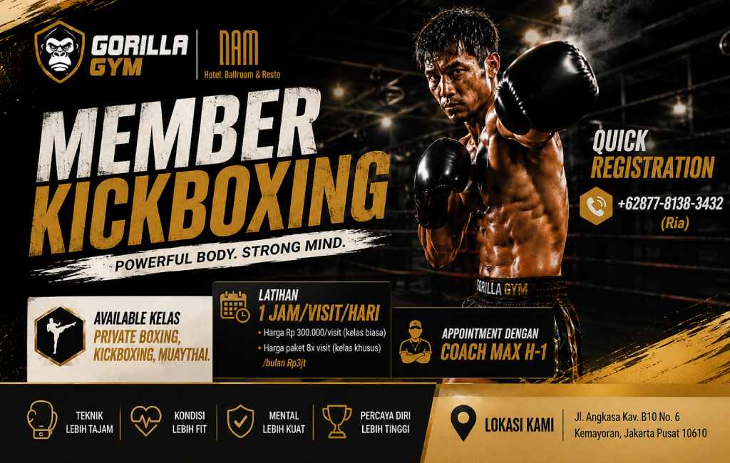 Tempat Gym Kemayoran dengan Fasilitas Fitness, Boxing, dan Kickboxing Lengkap